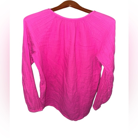 GAP Womens Vibrant Pink Cotton Button-Down Shirt Long Sleeve Blouse Size Medium - Picture 5 of 5